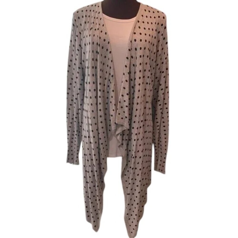 Lane Bryant Grey Black Polka Dot Open Cascade Sweater 22/24